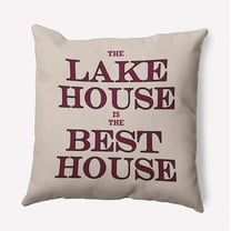 Simply Daisy 18-inch Square Lake House Best House Polyester Throw Pillow, Maroon Red Qty 1