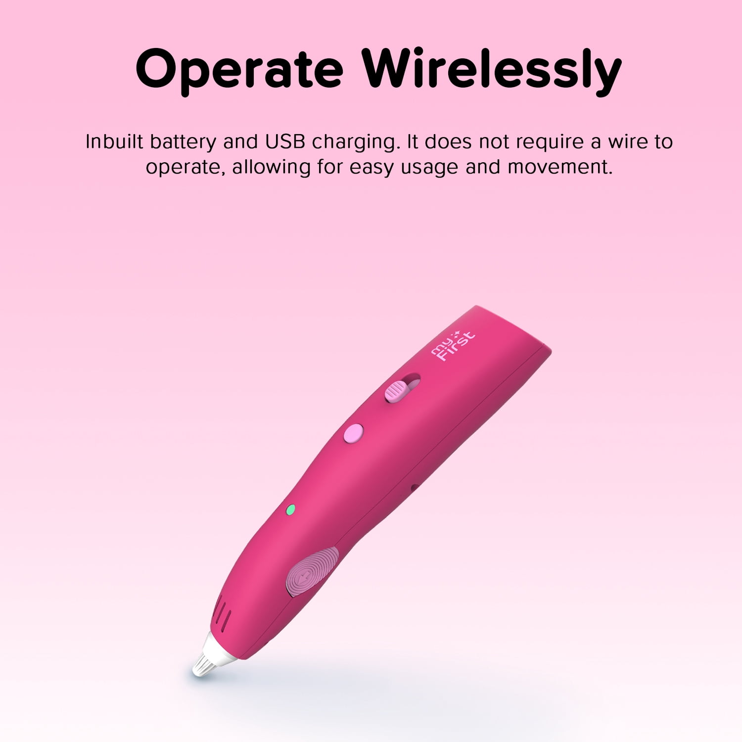 myFirst 3D Pen Make (Red) Starter Kit-Wireless, Rechargeable, 6 PCL Filaments (Ages 5-15)