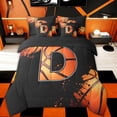 thumbnail image 3 of Homewish Cartoon Basketball Boys Bedding Comforter Set 7 Pieces, Black Orange Monogrammed D Full Bedding Set, Modern Ball Sports Player Reversible Fitted Sheet Flat Sheet, Lightweight Room Decor, 3 of 7