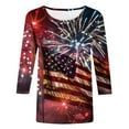 thumbnail image 5 of GERsome 4th of July Tops for Women Crewneck 3/4 Sleeve T Shirts American Flag Tunic Tops Loose Fit USA Patriotic Graphic Summer Tees S-2XL, 5 of 5