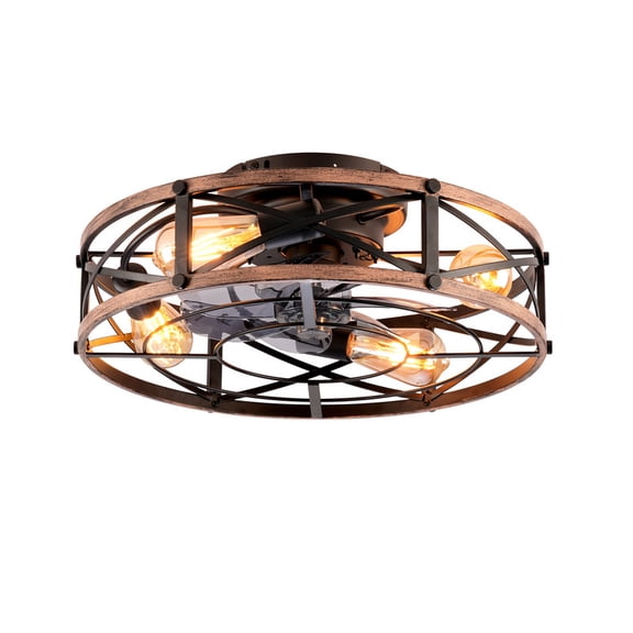 TICOZE 19 Inch Bronze Brushed Gold Ceiling Fan with Light DC Motor Remote Control 6 Speed Timer Reversible Fan for Living Room, Bedroom(NOT Included Bulbs)