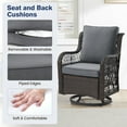 thumbnail image 6 of Garvee 3 Pieces Outdoor Swivel Rocker Chair Set, Outdoor Swivel Glider Rocker, Outdoor Rocking Chair Set with Glass Top Table with Thick Cushions for Backyard, Balcony, Deck, Grey, 6 of 8