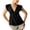 #03Black, variant on Women Boho Tank Top Lace V-Neck Ruffle Camisole Summer Texture Sleeveless Blouses Black L