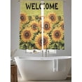 thumbnail image 5 of Sheer Curtains 72 Inches Long 2 Panels, Retro Farmhouse Pastoral Sunflowers Rod Pocket Curtain Voile Draperies, Welcome Text on Green Light Filtering Window Treatment for Living Room Kitchen Bedroom, 5 of 8
