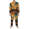 thumbnail image 3 of Sikiie Sunset Desert Journey Mens Pajama Set, Soft Warm Long Sleeve Sleepwear, Cozy Button-Down Pjs for Men-Medium, 3 of 7