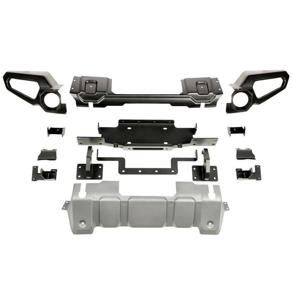 Rugged Ridge by RealTruck Venator Bumper, Front for Jeep JL/JT | Full Width w/ Winch Tray, Steel, Satin Black | 11549.42 | Compatible with 2018-2024 Jeep Wrangler JL; 2020-2024 Jeep Gladiator JT