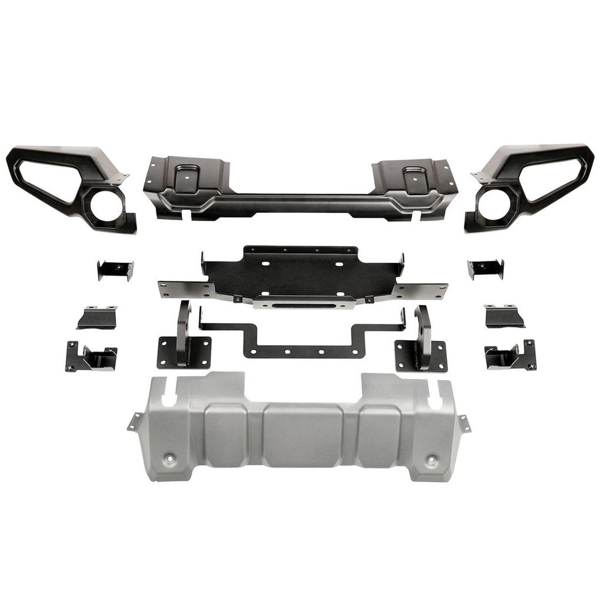 Rugged Ridge by RealTruck Venator Bumper, Front for Jeep JL/JT | Full Width w/ Winch Tray, Steel, Satin Black | 11549.42 | Compatible with 2018-2024 Jeep Wrangler JL; 2020-2024 Jeep Gladiator JT