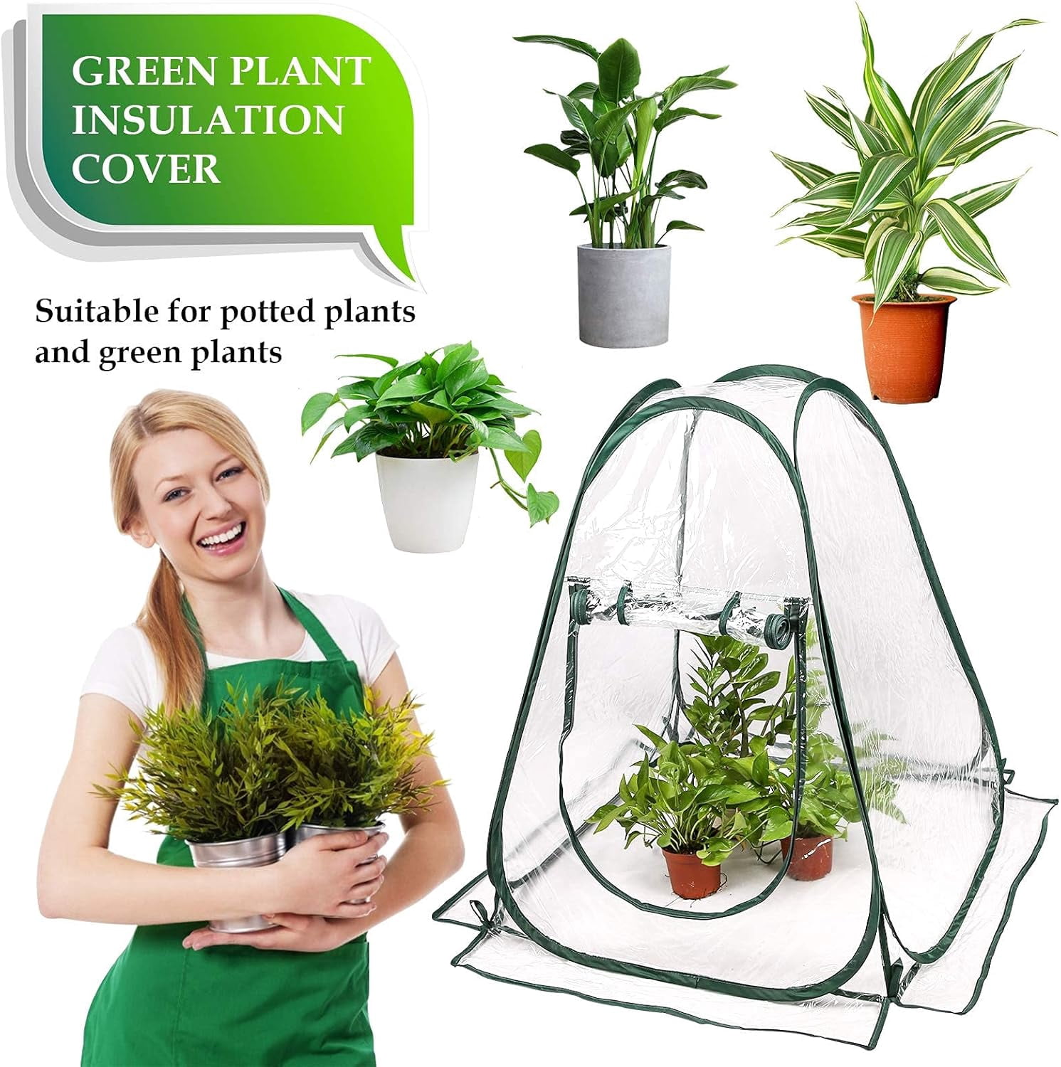 2Pack Pop up Greenhouse Cover, Transparent PVC Mini Small Grow Plant House Tent, Gardening Flowerpot Warm Room Backyard Flower Shelter for Indoor Outdoor (27"x27"x31")