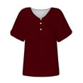 thumbnail image 3 of WRKEKC Dressy Casual Tops for Women Solid Color V-Neck Cut Out Short Sleeve Top with Feminine Detail Lightweight Fabric, 3 of 3