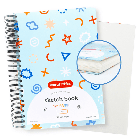 Incraftables Premium Blank Spiral Art Sketchbook, 100 Pages, 8.5” x 11”