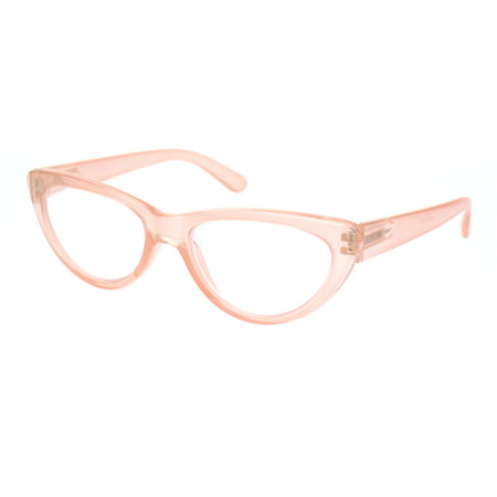 Womens Gothic Mod Retro Cat Eye Plastic Reading Glasses Pink +3.0