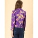 thumbnail image 5 of Allegra K Chaqueta abierta de la chaqueta del traje de la cosecha del trabajo de la oficina del frente de las mujeres Púrpura oscuro-Floral S, 5 of 6