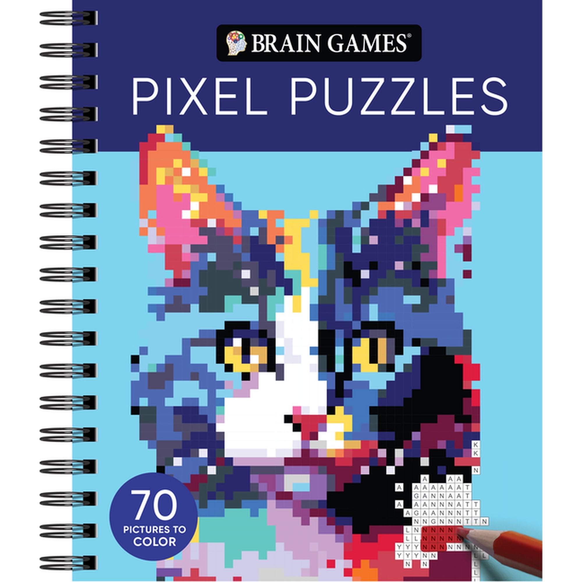 Brain Games Brain Games - Pixel Puzzles: 70 Pictures to Color, (Spiral-Bound)
