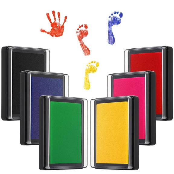 sixwipe 6 Pcs Reusable Ink Pad for Baby, Footprint Ink Pad Handprint Paw Print, Create Impressive Keepsake Stamp for Boys and Girls, Non-Toxic and Acid-Free Ink, Easy To Wipe and Wash Off Skin