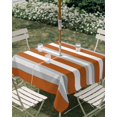 thumbnail image 2 of Burnt Orange Grey Stripe Outdoor Tablecloth with Umbrella Hole, Farmhouse Modern Art Striped Spillproof Waterproof Outdoor Table Cover, Patio Tablecloths for Party/Garden/Picnic, Square 60"x60", 2 of 9