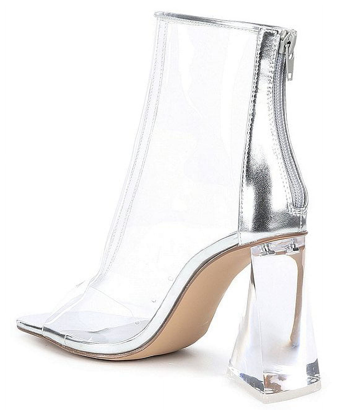 Steve Madden Tyro Clear Transparent Block Heeled Ankle Boots, Open