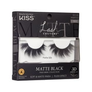 KISS Lash Couture Faux Mink 3D Matte Black, False Eyelashes, Matte Silk, 14mm, 1 Pair