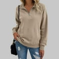 thumbnail image 7 of Women's Half Zip Sweatshirt Warm Fleece Pullover Sweaters Tunic Casual Long Sleeve Tops with Pockets Autumn Winter Stand Collar 1/4 Zip Cosy Top Plain Sweaters for Women, 7 of 7