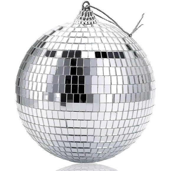Disco Ball, Silver Hanging Ball Reflects Light on Surface for Dance Parties, Heavy Duty Construction Rotating Mirror Ball Party Decorations for Indoors & Outdoors