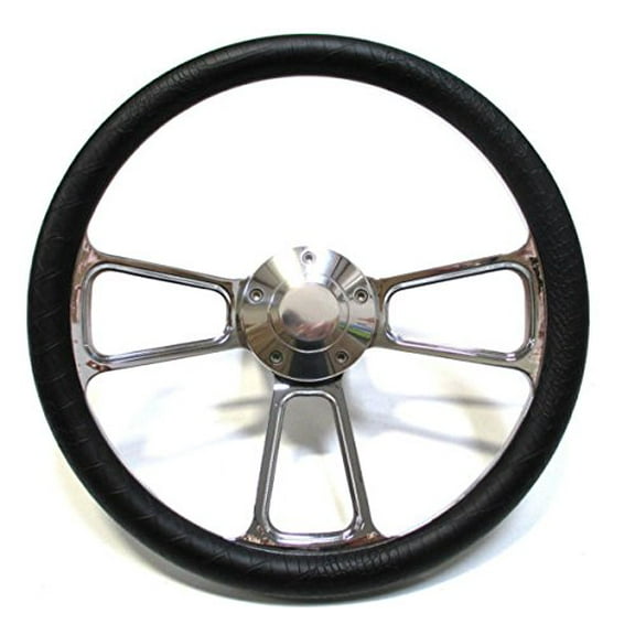 1970-1974 Dodge Challenger Chrome and Black Steering Wheel, Full Install Kit