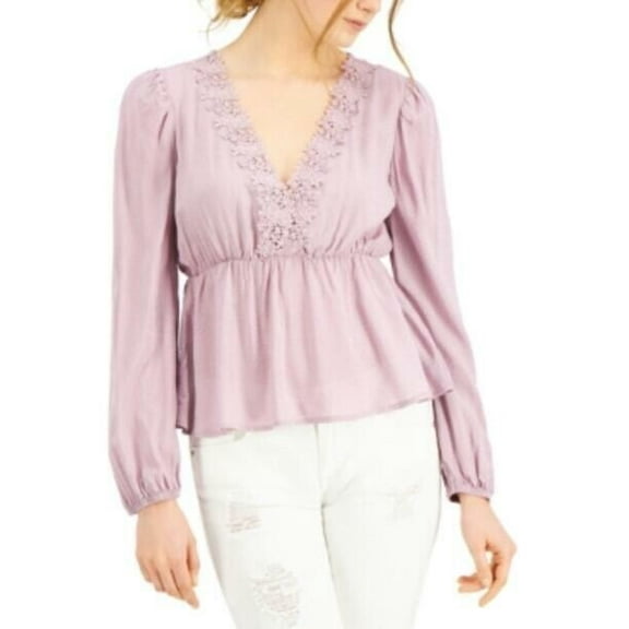 *Self Esteem Juniors' Lace-Trimmed Empire-Waist Top- Small Elderberry