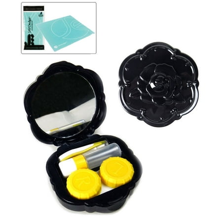 JAVOedge Rose de lentilles de contact Carry Case Kit de Voyage avec Bonus doux chiffon de nettoyage en microfibre Objectif