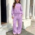 thumbnail image 6 of Tbopshirt Girls Hoodie and Pants Set Hooded Long Sleeve Fleece Lined Warm Solid Color Wide Leg Pants Fall Winter Casual Sport Wear 2-Piece Outfit 5-14 Years, 6 of 6