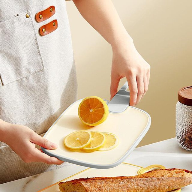 6.89*8.27 Inch Plastic Cutting Board, Dishwasher-Safe Poly Chopping Board for Kitchen with Paddle, Charcuterie Board, Kitchen Fruit Knife Special Cutting Board Baby Food Classification Board