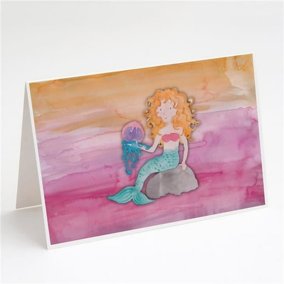 Blonde Mermaid Watercolor Greeting Cards & Envelopes - Pack of 8