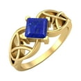 thumbnail image 2 of 5mm Square Shape Natural Lapis 925 Silver Gold Vermeil Celtic Women Valentines Day Gifts Ring, 2 of 4