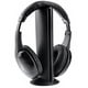 thumbnail image 1 of EeaseMX Auriculares inalámbricos MH2001 5 en 1 Hi-Fi S-XBS con radio FM y monitorización inalámbrica para TV, PC, MP3, CD y DVD (negros), 1 of 7