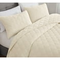 thumbnail image 3 of Brooklyn Loom Diamond Stiched Prewashed 100% Cotton Natural 3-Piece King Quilt Set, Solid Casual themed, Adult Bedding, OEKO-TEX Certified, 3 of 10