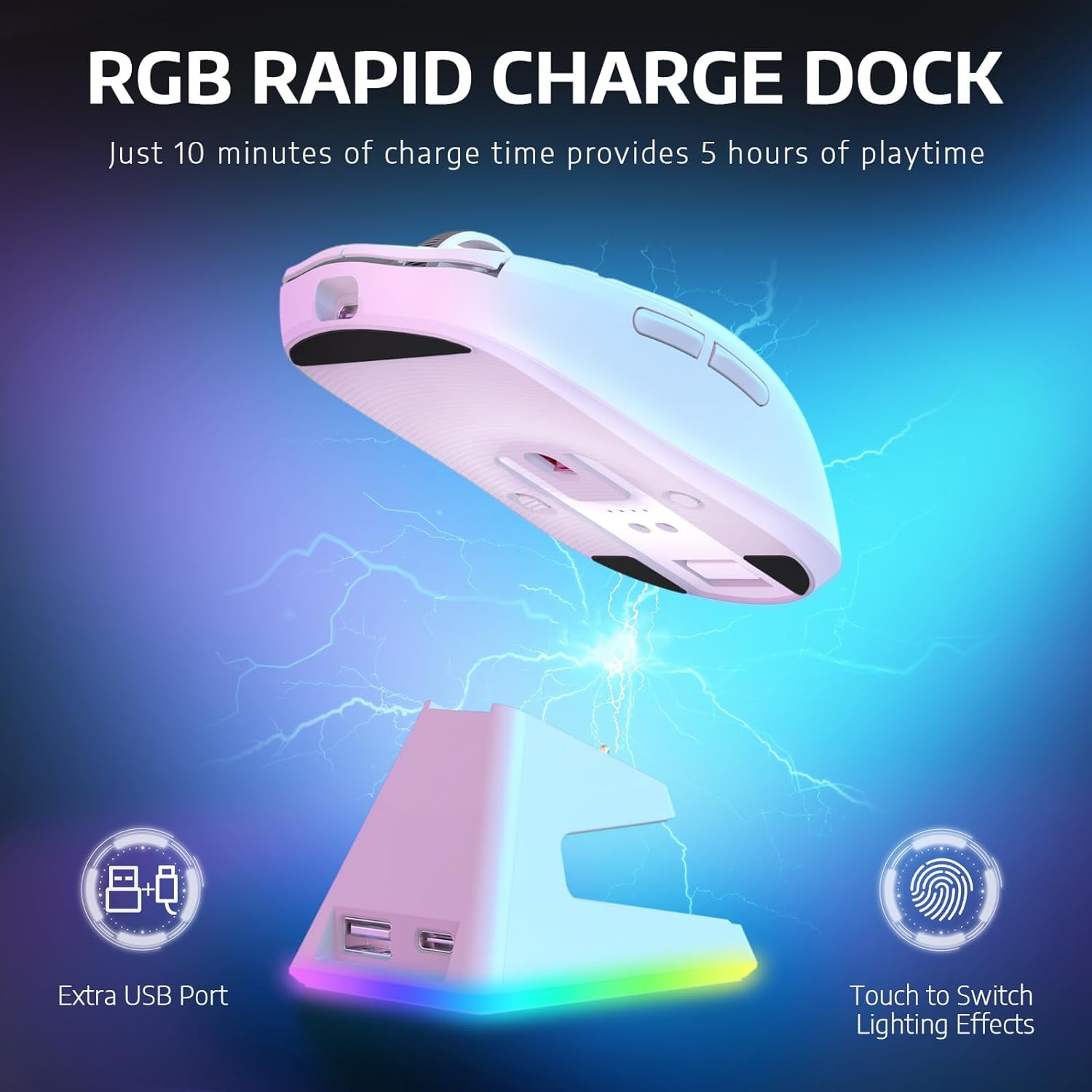 ATTACK SHARK X6 Gaming Ergonomic Design Optical 2.4G Wireless Gaming Mouse with Charging Dock, White