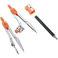 thumbnail image 3 of 10-Piece Math Geometry Kit for Students - Shatterproof Storage Case Included | Ruler, Protractor, Compass, Eraser, Pencil Sharpener, Refills (2 Packs), Pencil & Drawing Tool，Orange, 3 of 6
