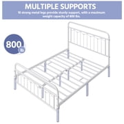 Yaheetech Metal Platform Bed Frame with Headboard and Footboard, Full Size, White