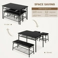 thumbnail image 6 of GAOMON Dining Table Set for 4, Kitchen Table with Upholstered Bench, Square Stools, Storage Rack, Rustic Metal & Wood Dining Room Table Set for Small Spaces, Apartment, 6 of 8