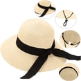 thumbnail image 2 of Beach Sun Straw Hats for Women Sun Protection Wide Brim Summer Straw Hat Color Beige Size One Size, 2 of 6