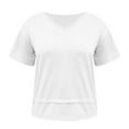 thumbnail image 3 of Jalioing V Neck T Shirt Women's Short Sleeve Dropped Shoulder Fashion Tops Casual Loose Summer Trendy Tees, 3 of 6