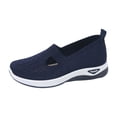 thumbnail image 4 of Rokment Women's Orthopedic Wedge Walking Shoes Comfortable Lightweight Knit Arch Support Platform Non Slip Work Nursing Flat Tennis Golf Sneakers Fall Blue Size 7.5, 4 of 5
