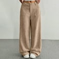 thumbnail image 2 of zaveiop Corduroy Pants Women Baggy Tall Cord Wide Leg Trousers Elastic Waist Comfy Work Pants Soft Cozy Palazzo Teacher Pant (Z-Khaki, XL), 2 of 5
