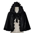 thumbnail image 2 of Hvyesh Hood Cape Women Grils Red Velvet Cape Puffer Hem Lace Up Cloak Halloween Costume Capes, 2 of 5