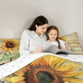 thumbnail image 5 of Castle Fairy Boys Girls Vintage Chic Floral Sunflower 3 Pieces Queen Comforter Set,Musical Notes Melody Ultra Soft Bedding Sets,Rustic Spring Garden Flower Bedding Comforter Set Breathable, 5 of 8
