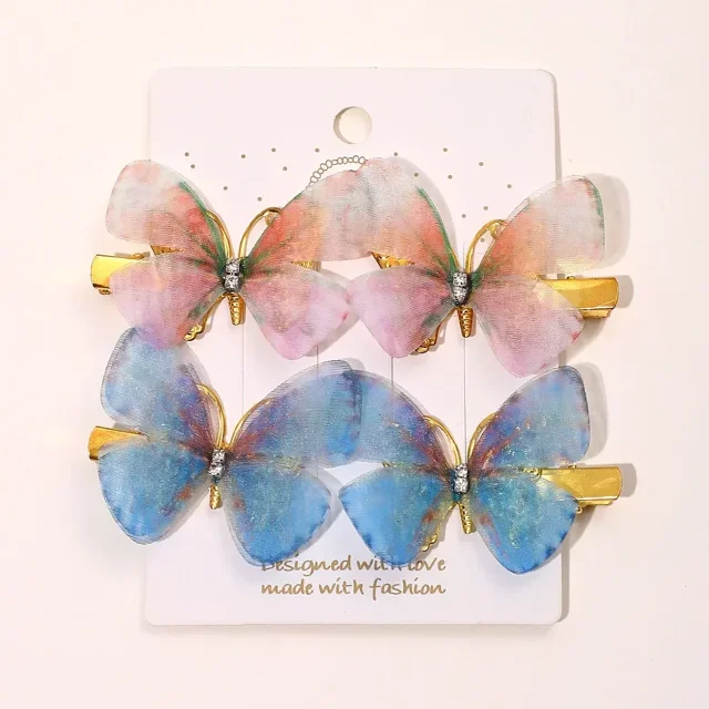 Horquillas de mariposa de colores para niña y mujer, pasadores, adorno para el pelo, tocado de arcoíris, accesorios para el cabello de moda, 4/6 piezas