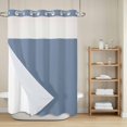 thumbnail image 6 of No Hook Shower Curtain with Snap in Liner, Solid Pure Cyan Light Blue Waterproof Fabric Bathroom Curtain Mesh Top Window, Unadorned Single Color Art Shower Curtains 72x84in, 6 of 9
