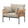 thumbnail image 2 of Ryder Modern Outdoor Patio Lounge Chair with Cushions, Rope Accents, Iron Frame, Beige+Natural, 2 of 13