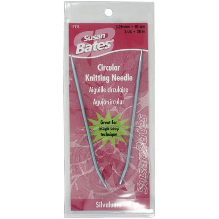 Silvalume Circular Knitting Needles 36"-Size 3/3.25mm, Pk 3, Susan Bates