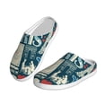 thumbnail image 2 of Xecao France and Paris Print Cotton Slippers Fuzzy Warm Cozy Slippers Non Slip House Slippers For Indoor Outdoor Cotton Slippers House Slippers-13, 2 of 7