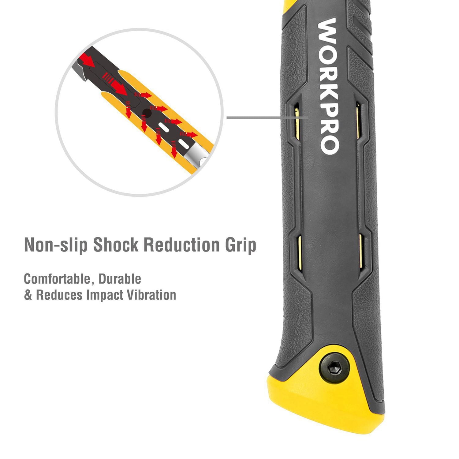 WorkPro 20 Oz Marteau monobloc à griffe forgée avec poignée anti-choc Poignée anti-choc