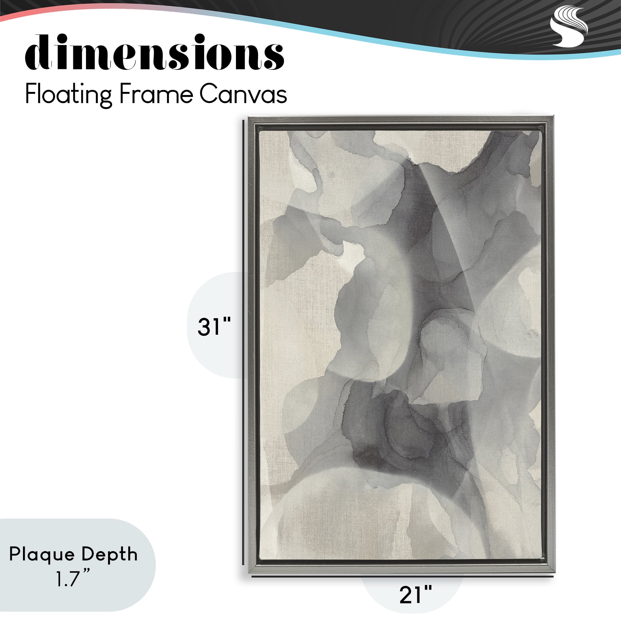 Stupell Industries Mottled Monochrome Abstract Gray Framed Floater Canvas Wall Art, design by Kippi Leonard