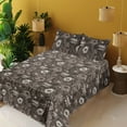 thumbnail image 2 of Ambesonne Earthy Boho Flowers Fitted & Flat Sheet with Sham 3 Pcs Set, Folk Anemones, Twin, Taupe and Dark Brown, 2 of 5